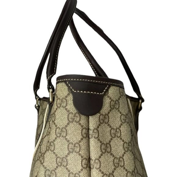 Gucci Supreme Joy Web Tote Purse Handbag Shoulder Bag Brown Logo - Picture 12 of 13